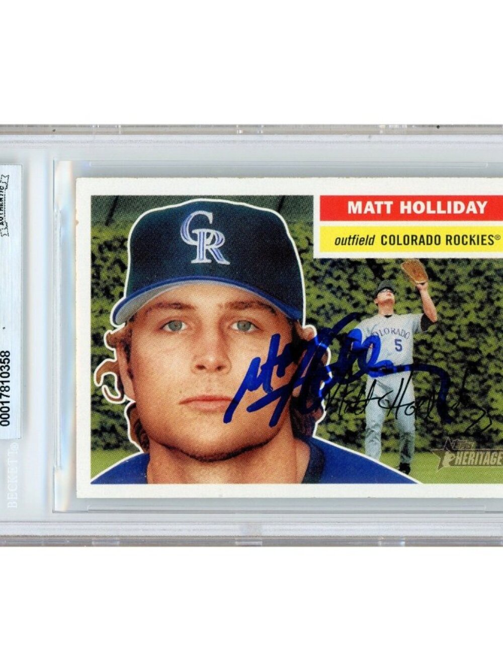 Matt Holliday Signed 2005 Topps Heritage #331 Rockies Beckett BAS Slab Auto MLB